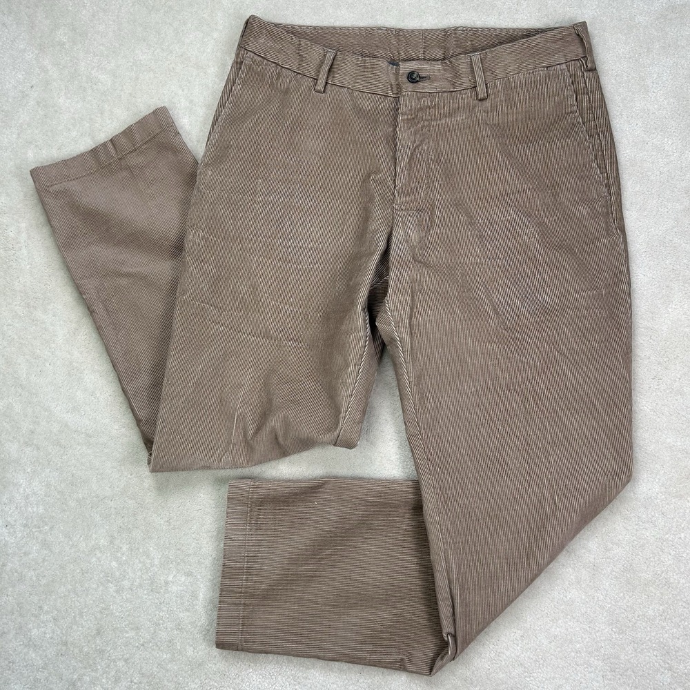 J Hilburn Corduroy Pants Men's 33x30 Brown Khaki Straight Preppy